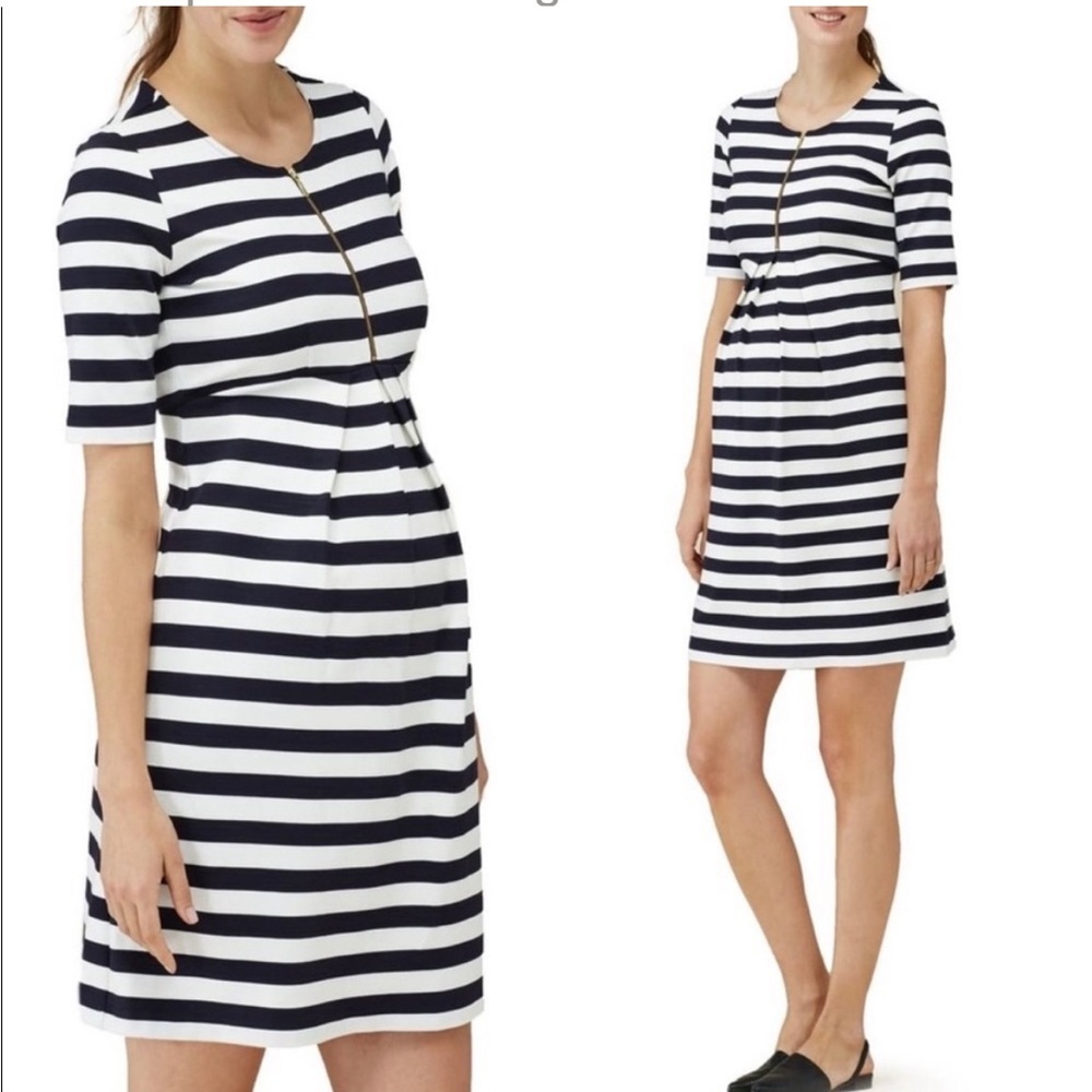 Isabella Oliver Baywood Black and White Stripe Maternity Dress US Size 6